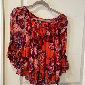 Off the shoulder coral floral top